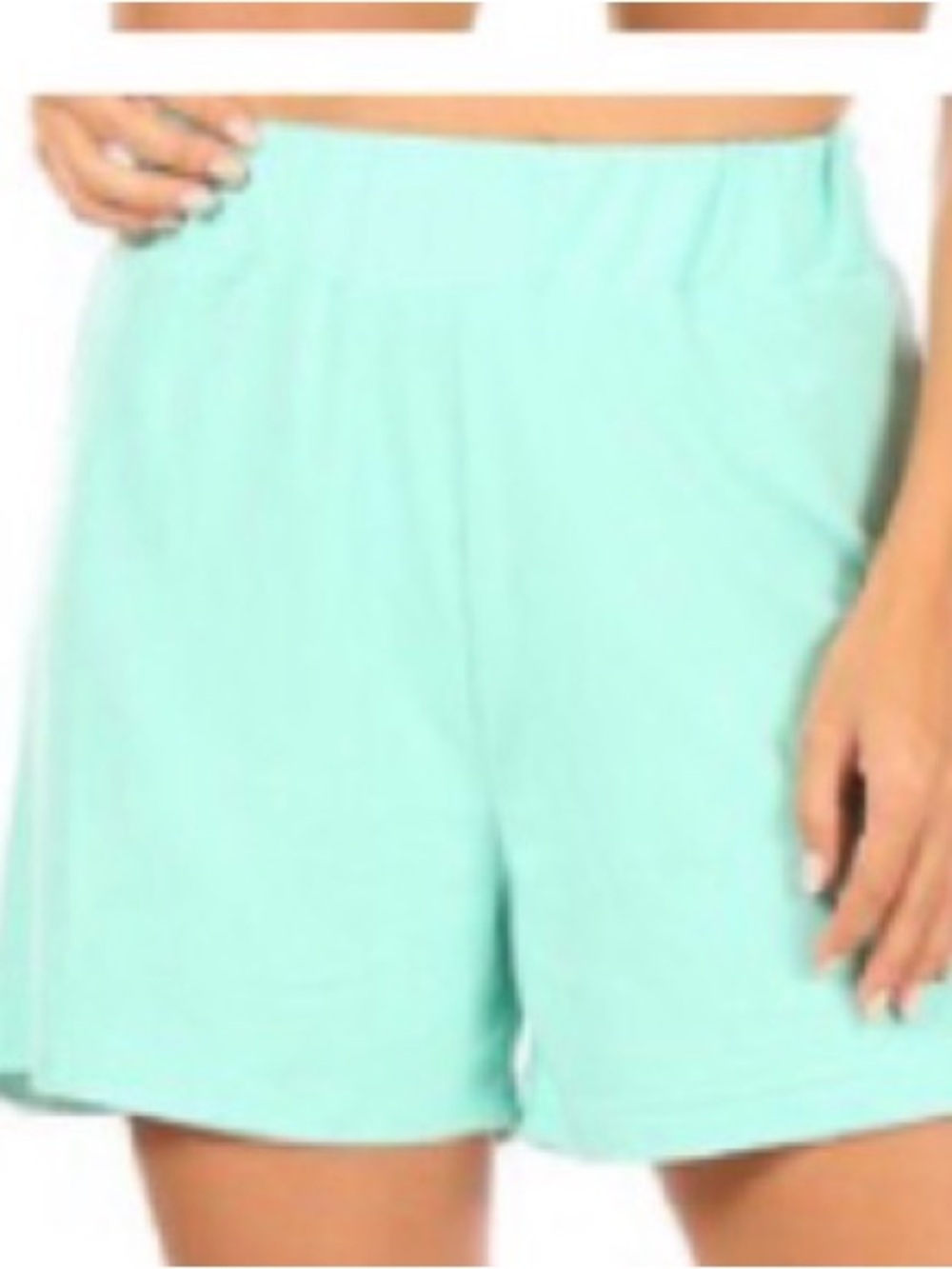 ★ Women’s Elastic-Waist Shorts in bright, green and Mint - Picture 2 of 6